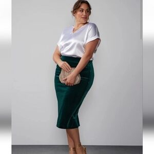 NY & Company Plus Size Velvet Midi Pencil Skirt